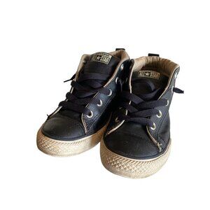 Converse All Star Navy Blue Leather Mid High Top Size 4